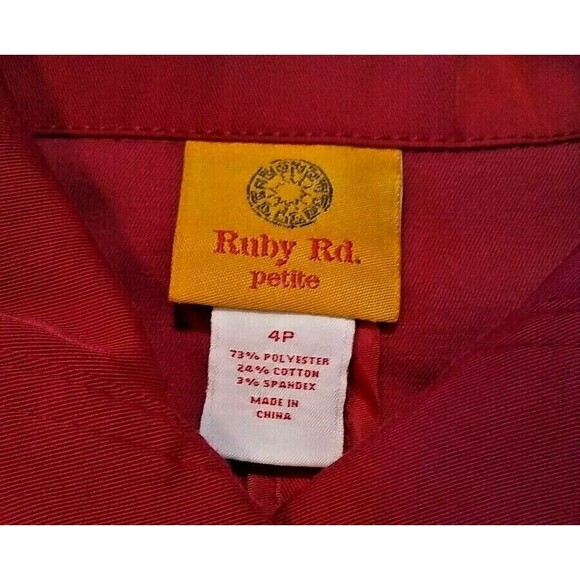 Ruby Rd. Roll Tab Sleeve Jacket/Blazer Large Button Front Red Womens 4 Petite - Picture 3 of 5